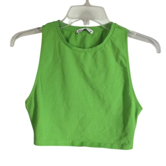 Zara Tops - EUC Zara Lime Green Sleeveless Crop Top
